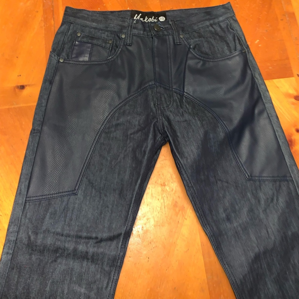 Makobi Navy Snake Skin Patch Denim